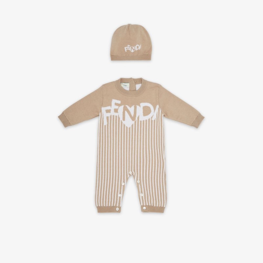 Bambini Fendi Bambina | Kit In Maglia Beige