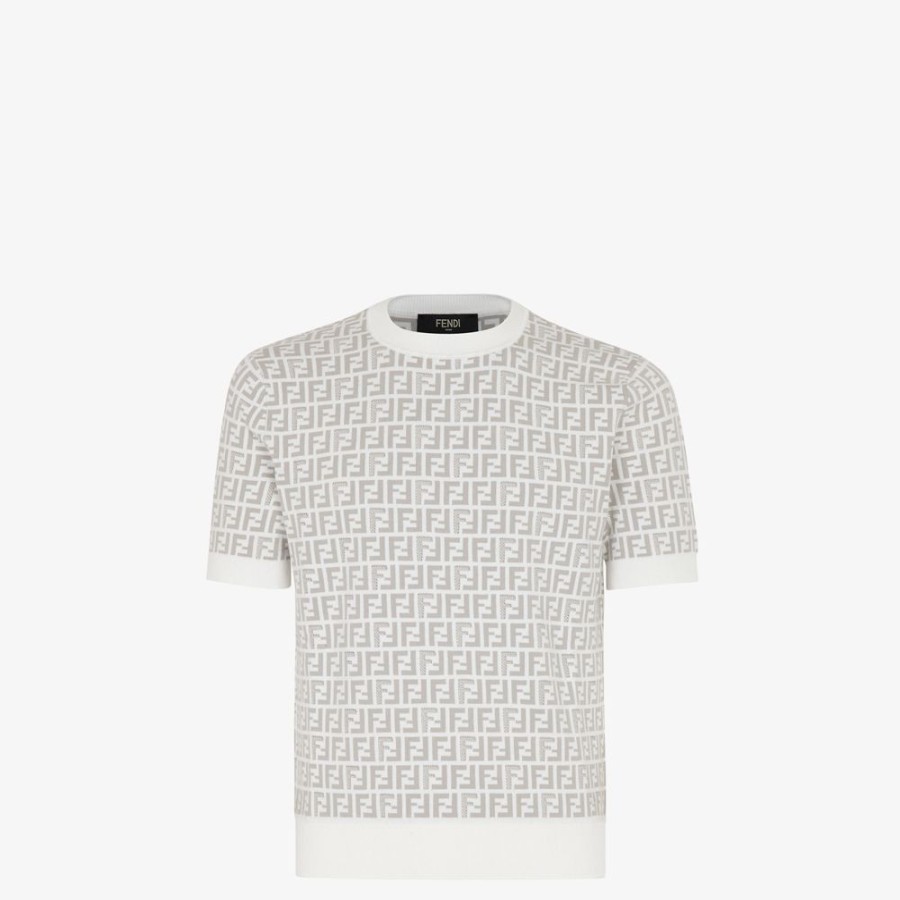 Uomo Fendi Maglieria | Maglia In Tessuto Bianco