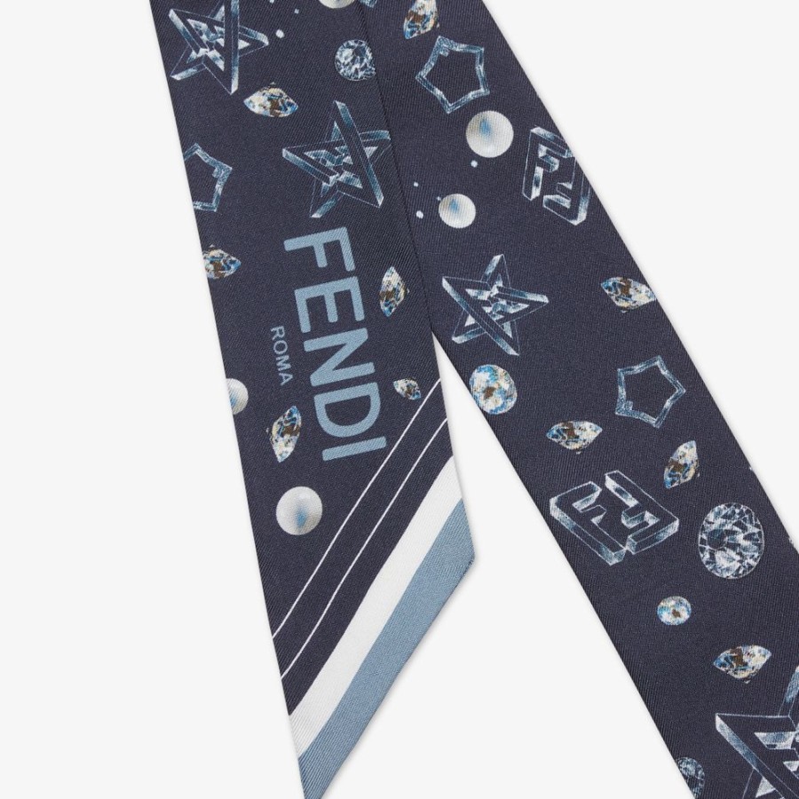 Donna Fendi Foulard In Seta | Bandeau In Seta Blu