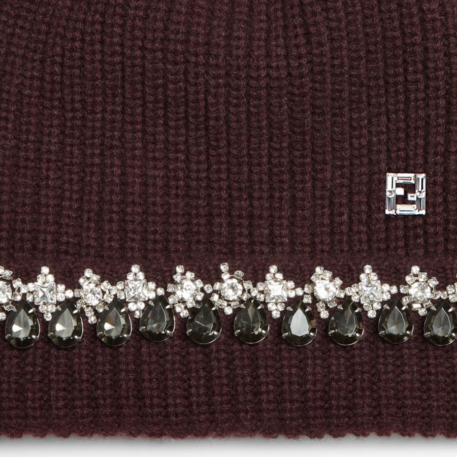 Donna Fendi Cappelli E Guanti | Cappello In Lana Bordeaux