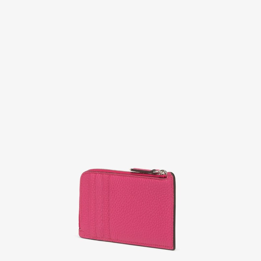 Donna Fendi Portacarte E Piccoli Accessori | Porta Carte In Pelle Bicolore Fucsia E Rosa Scuro