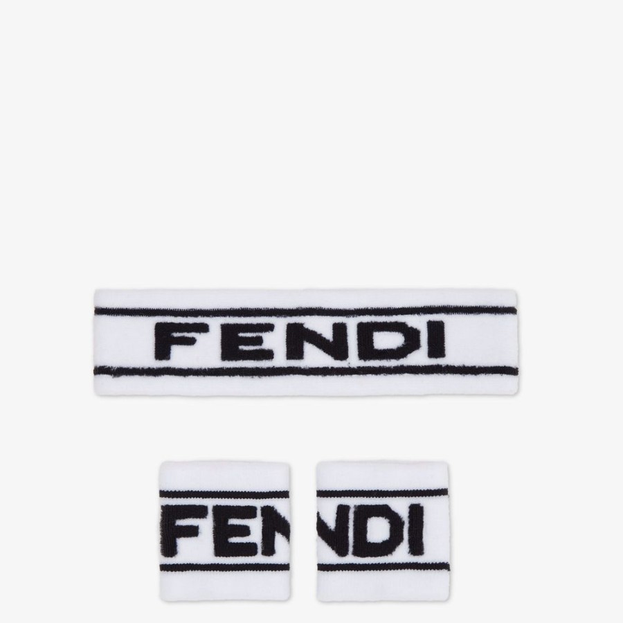 Uomo Fendi Viaggi E Lifestyle | Set Da Tennis In Spugna Bianca