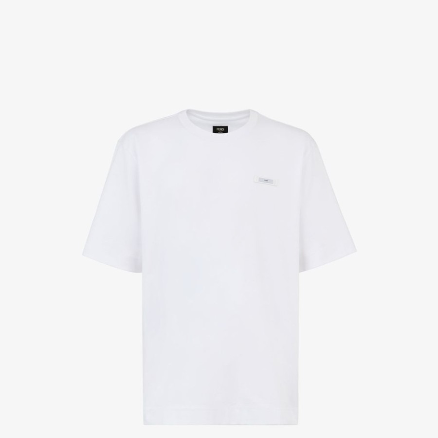 Uomo Fendi T-Shirt E Polo | T-Shirt In Jersey Bianco