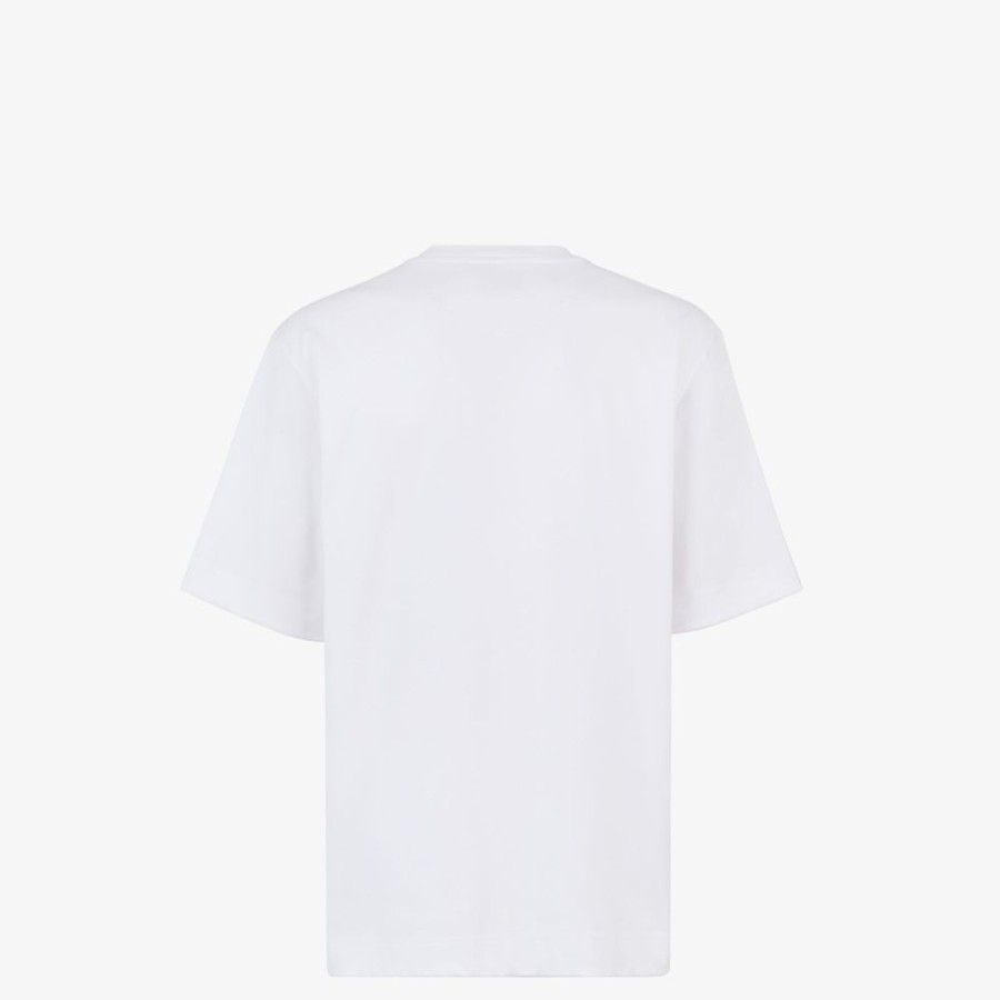 Uomo Fendi T-Shirt E Polo | T-Shirt In Jersey Bianco