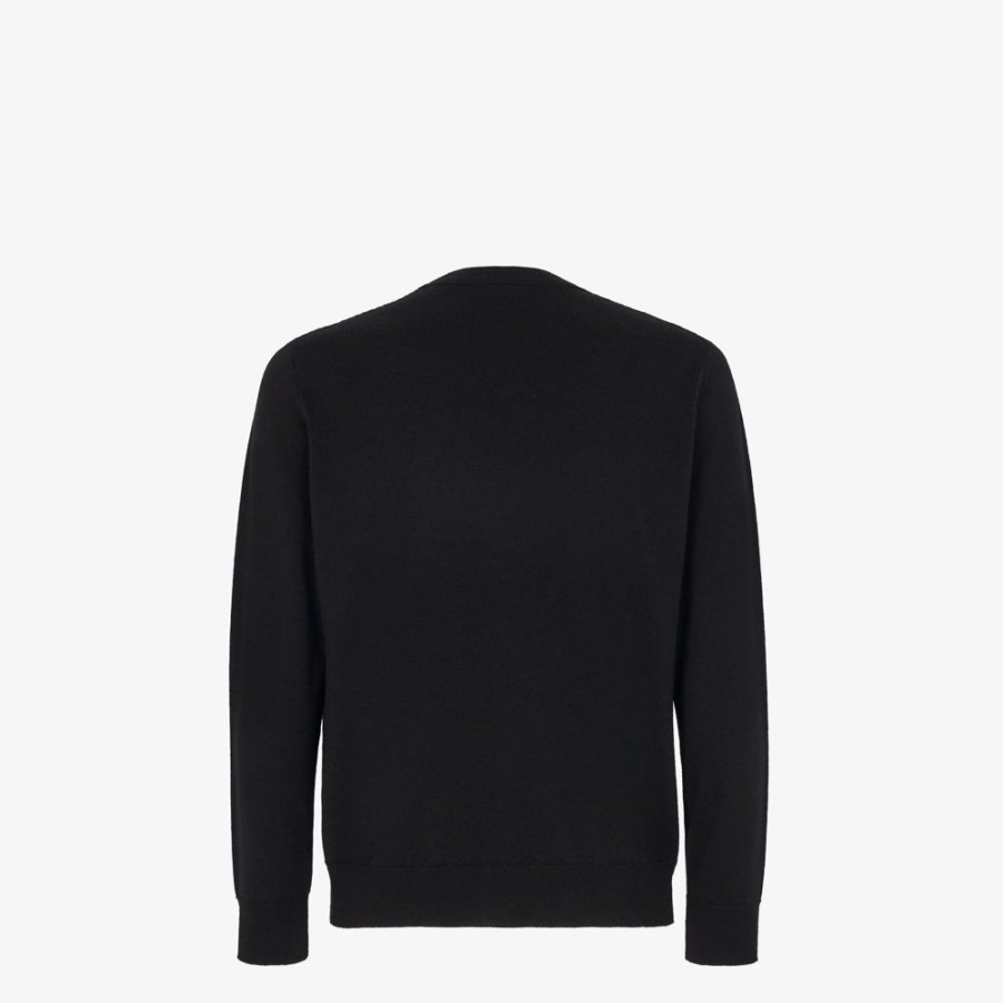 Uomo Fendi Maglieria | Pullover In Lana Nera