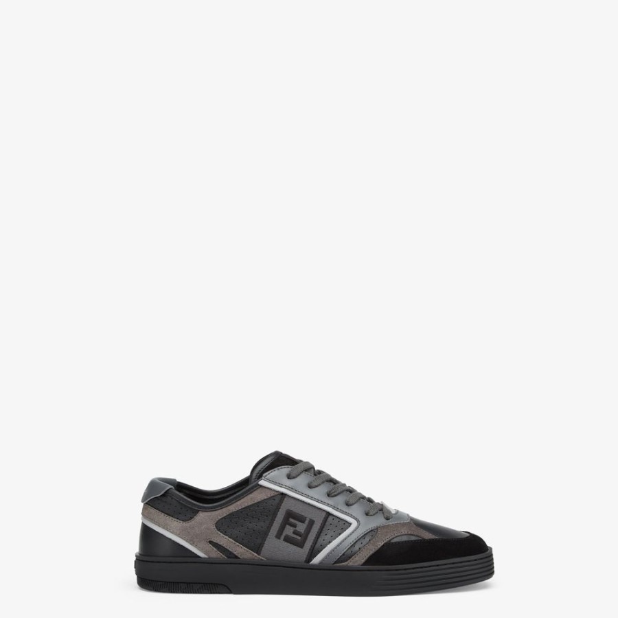 Uomo Fendi Sneakers | Low Top In Pelle Nera