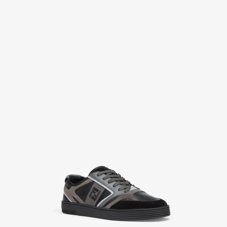 Uomo Fendi Sneakers | Low Top In Pelle Nera