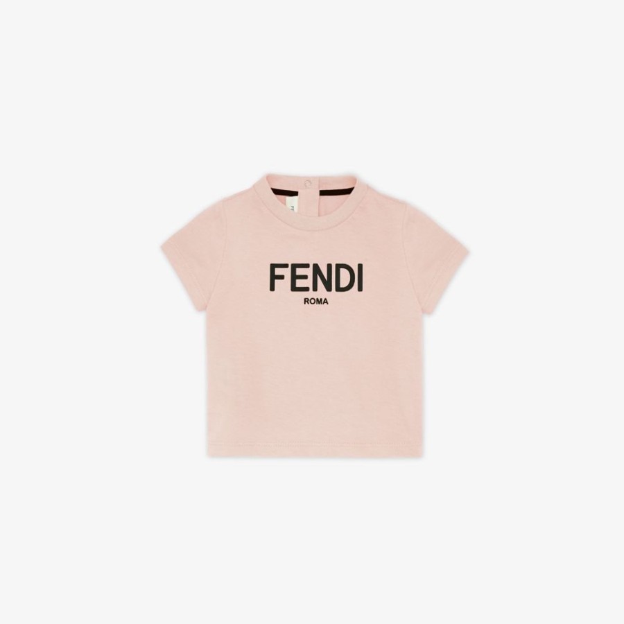 Bambini Fendi Bambina | T-Shirt Fendi Roma In Jersey Rosa