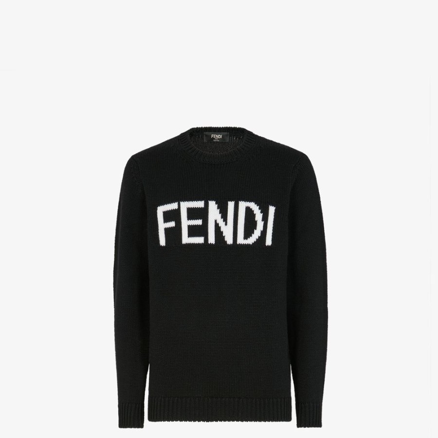 Uomo Fendi Maglieria | Maglia In Lana Nera