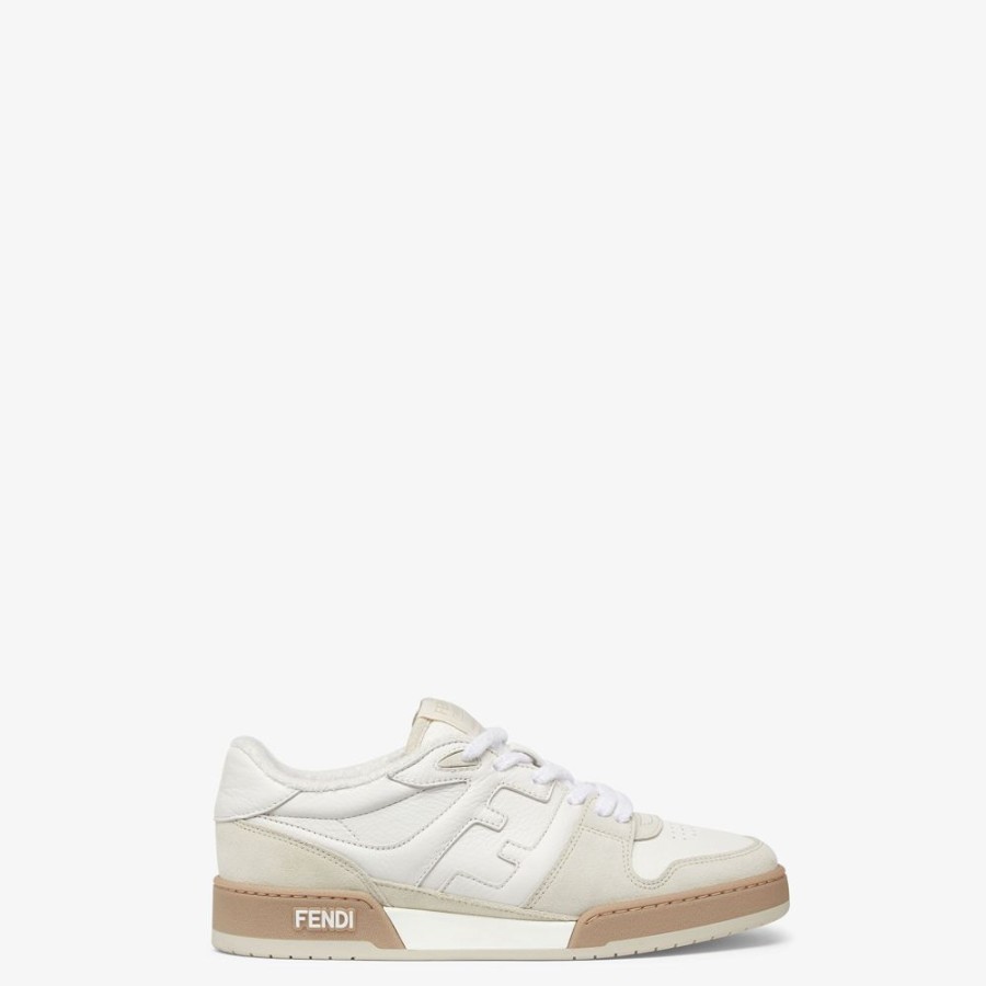 Uomo Fendi Sneakers | Low Top In Suede Bianca