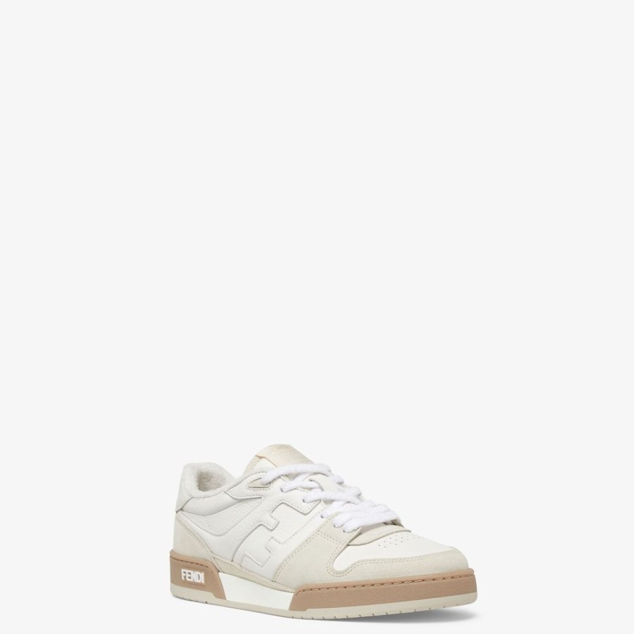 Uomo Fendi Sneakers | Low Top In Suede Bianca