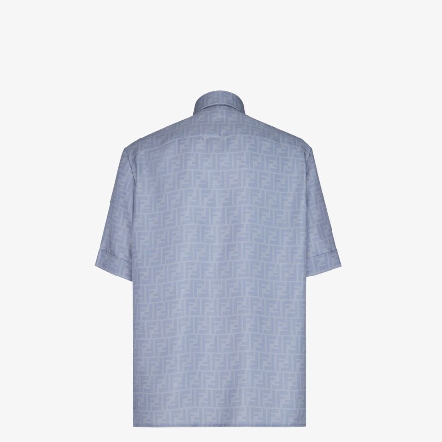 Uomo Fendi Camicie | Camicia In Seta Azzurra