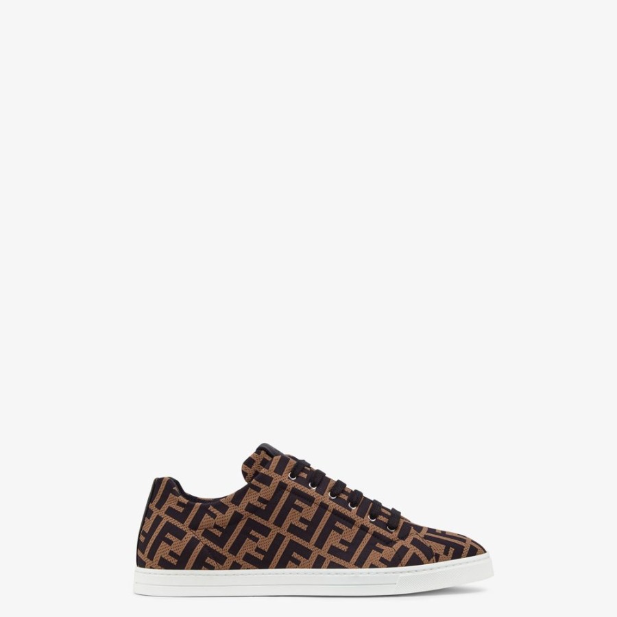 Uomo Fendi Sneakers | Low Top In Tessuto Tecnico Marrone