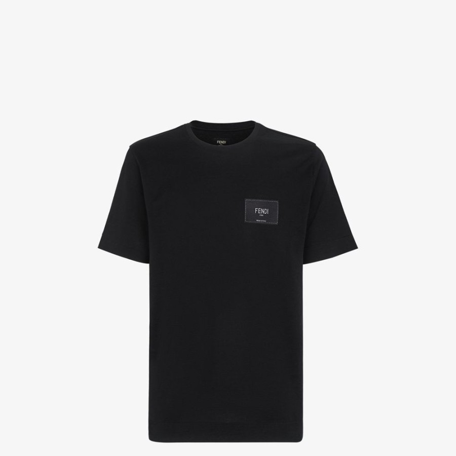 Uomo Fendi T-Shirt E Polo | T-Shirt In Jersey Nero