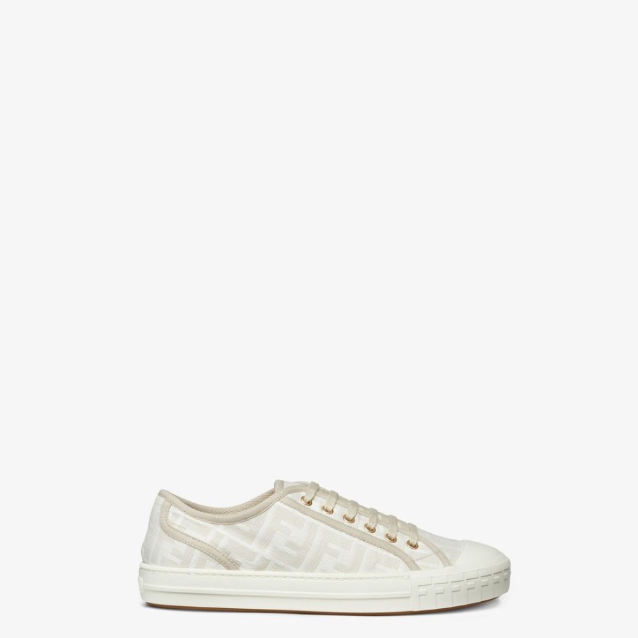 Uomo Fendi Sneakers | Low Top In Tessuto Bianco