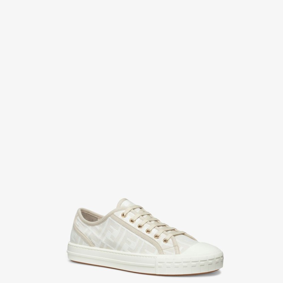 Uomo Fendi Sneakers | Low Top In Tessuto Bianco