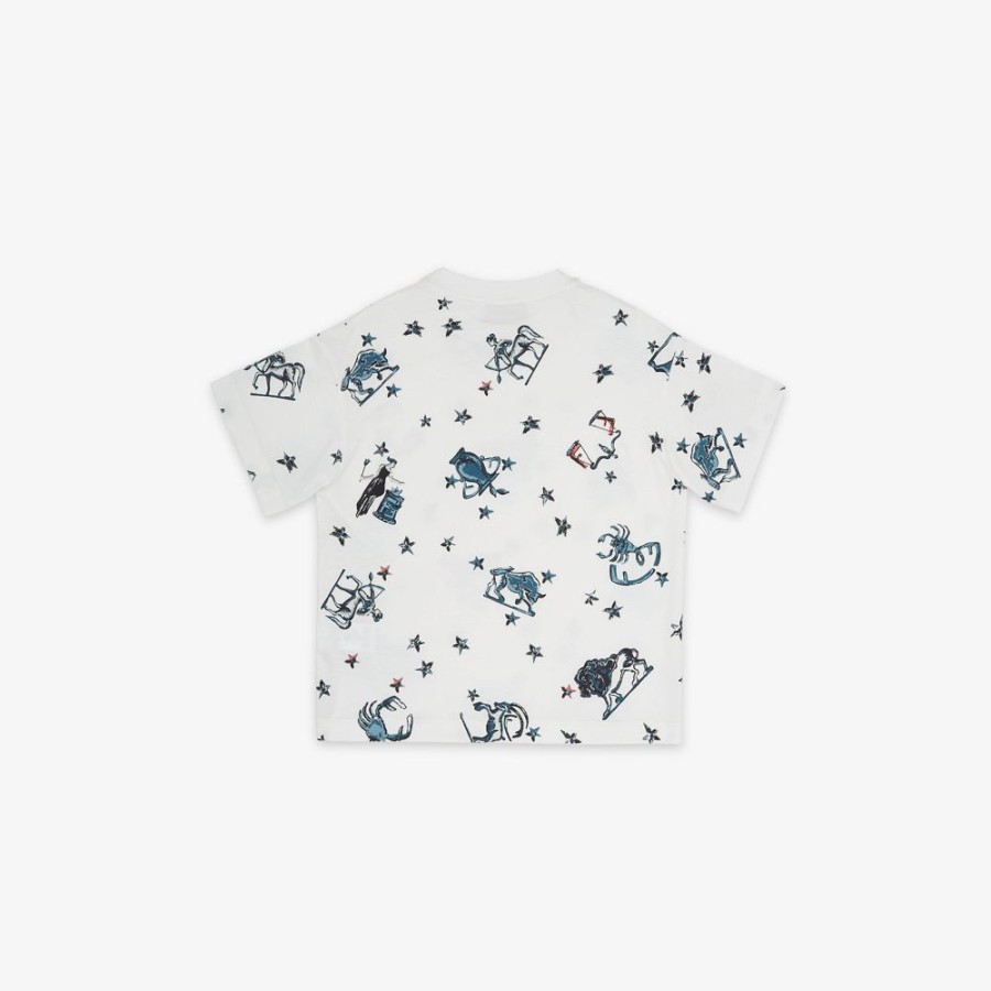 Bambini Fendi Abbigliamento | T-Shirt Junior Mini Me In Jersey Bianco E Stampa Multicolor