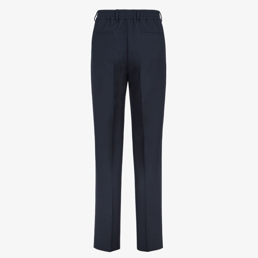 Uomo Fendi Denim E Pantaloni | Pantalone In Lana Blu