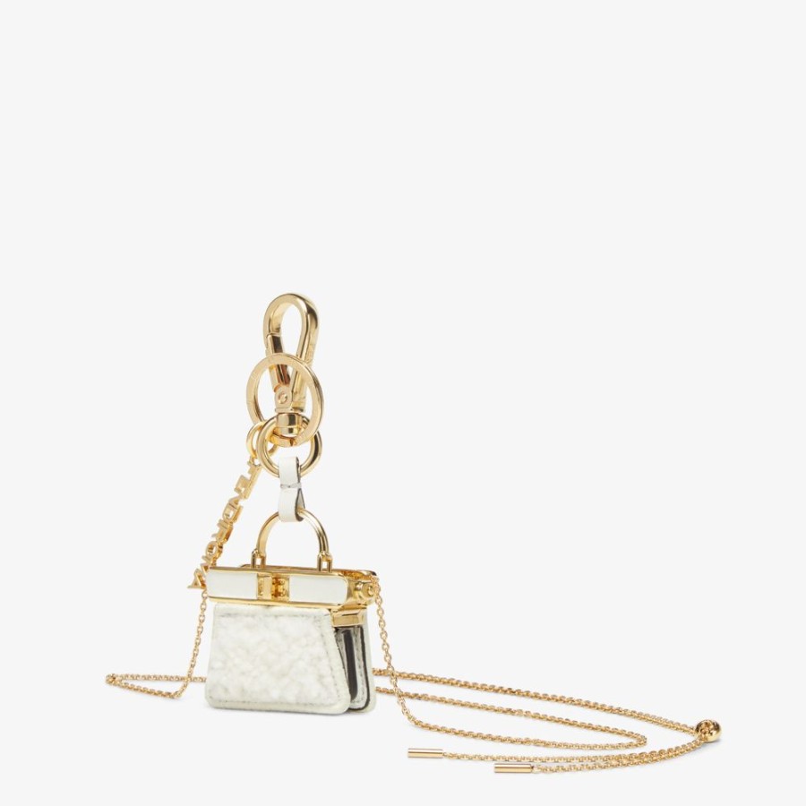 Donna Fendi Miniature Bags | Portachiavi In Montone Bianco