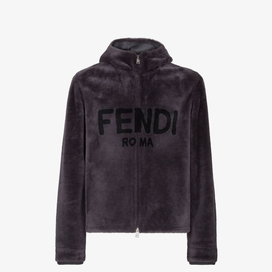 Uomo Fendi Cappotti E Capispalla | Giubbotto In Shearling Grigio