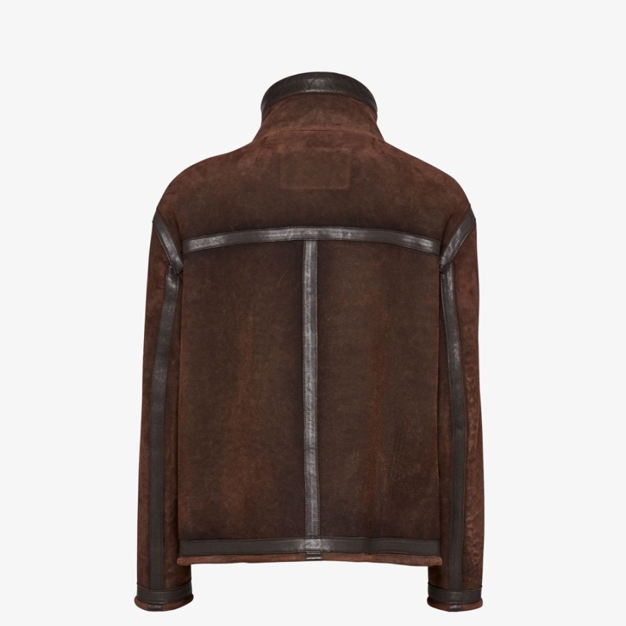 Uomo Fendi Cappotti E Capispalla | Giubbotto In Shearling Marrone