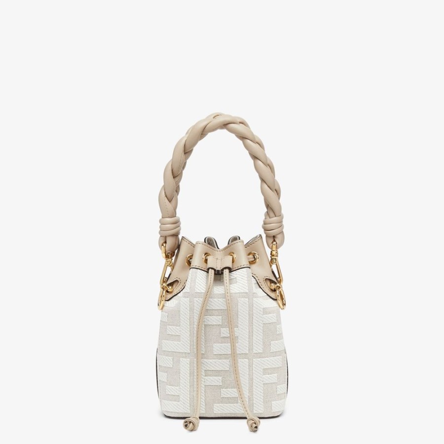 Donna Fendi Borse Mini | Minibag In Canvas Ff Bianco