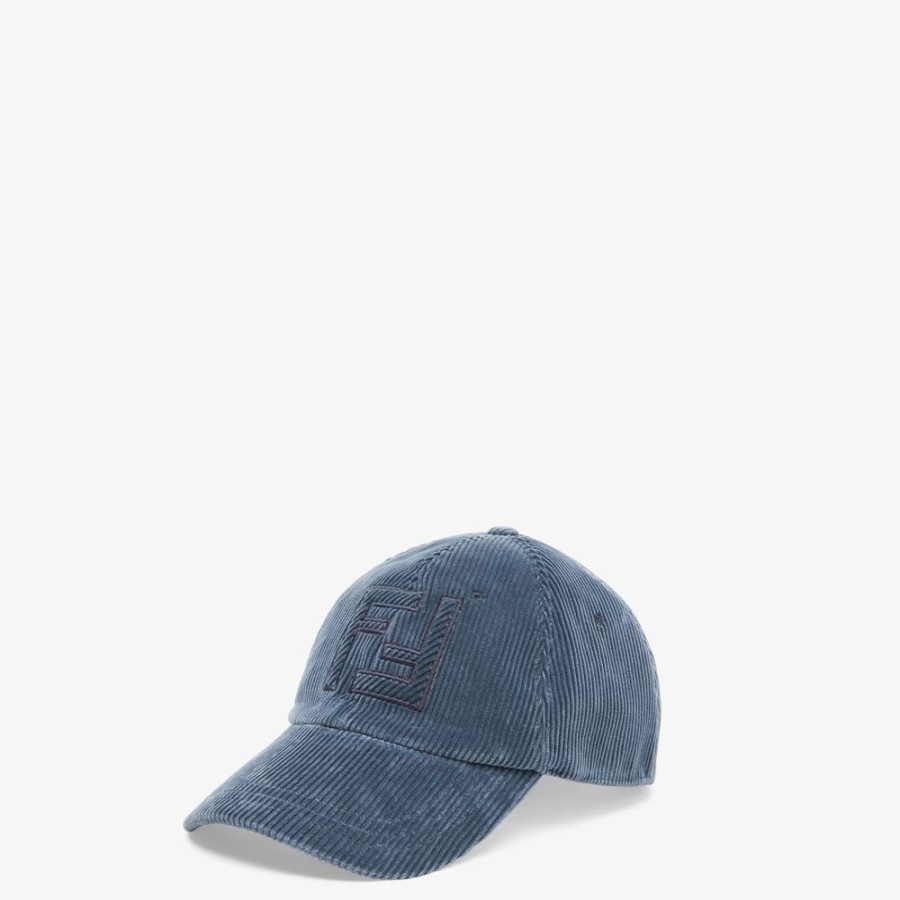 Uomo Fendi Cappelli E Guanti | Baseball Cap In Velluto Blu